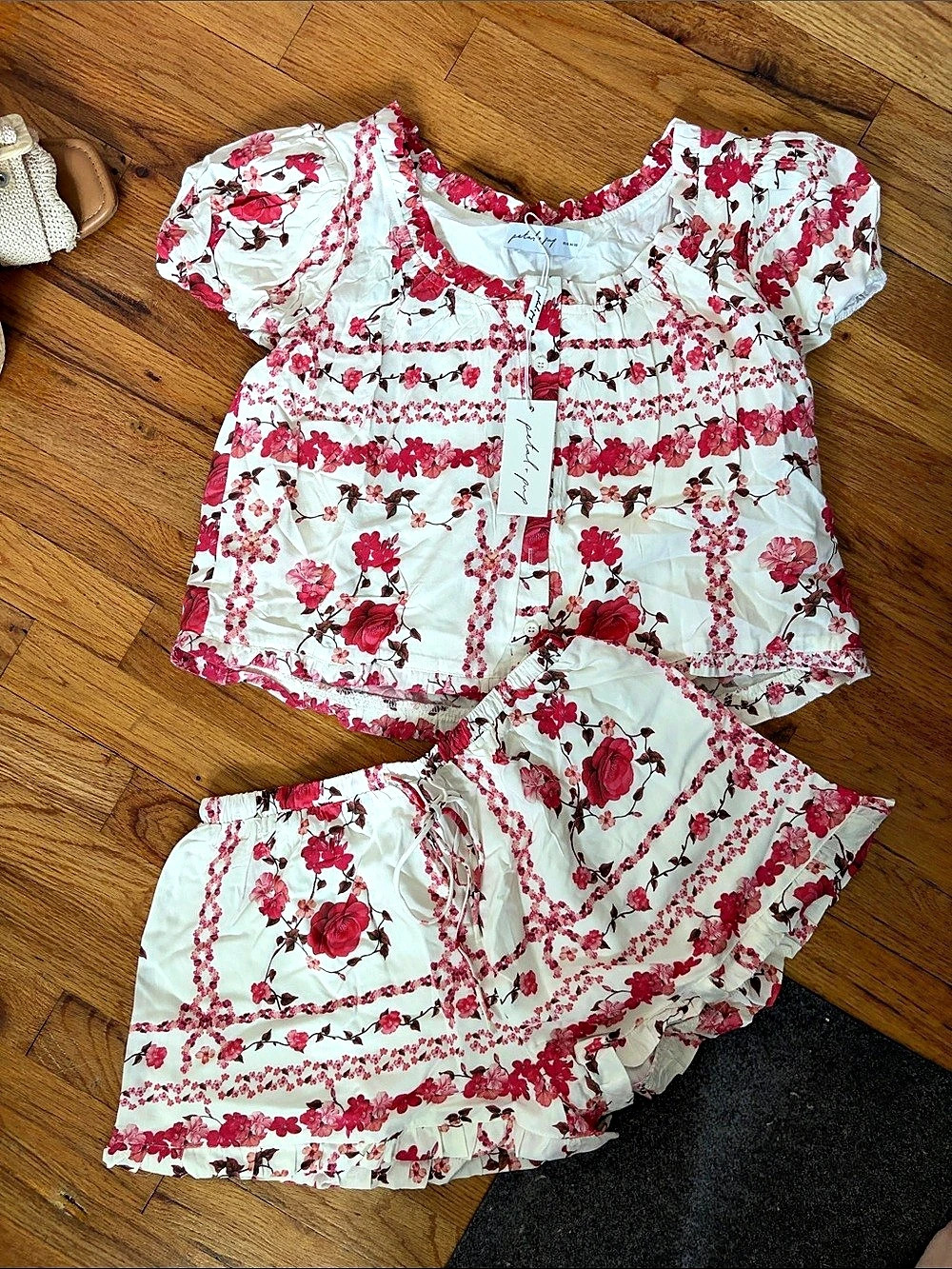 Floral Matching Set in White & Pink Like New